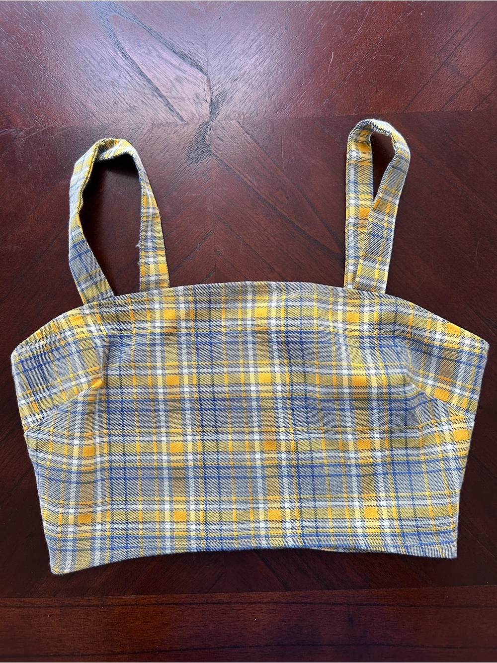 Better Be Yellow and Blue Plaid Crop Top size S